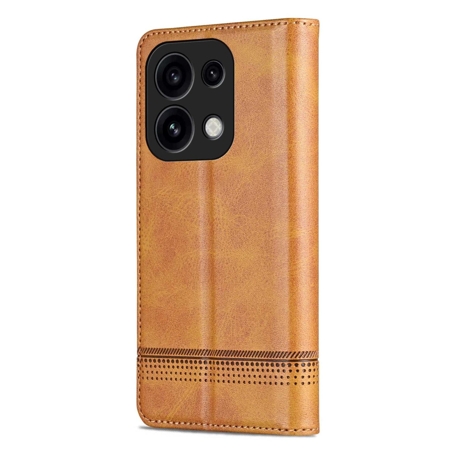 For OPPO Reno16 Pro 5G Global AZNS Magnetic Calf Texture Flip Leather Phone Case(Light Brown)