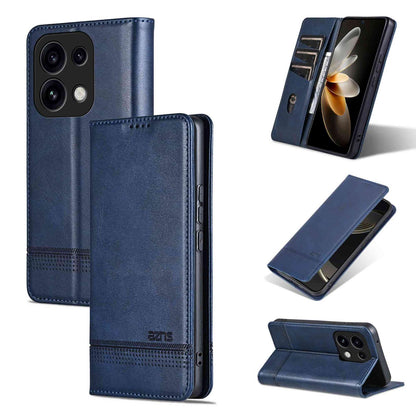 For OPPO Reno16 Pro 5G Global AZNS Magnetic Calf Texture Flip Leather Phone Case(Dark Blue)