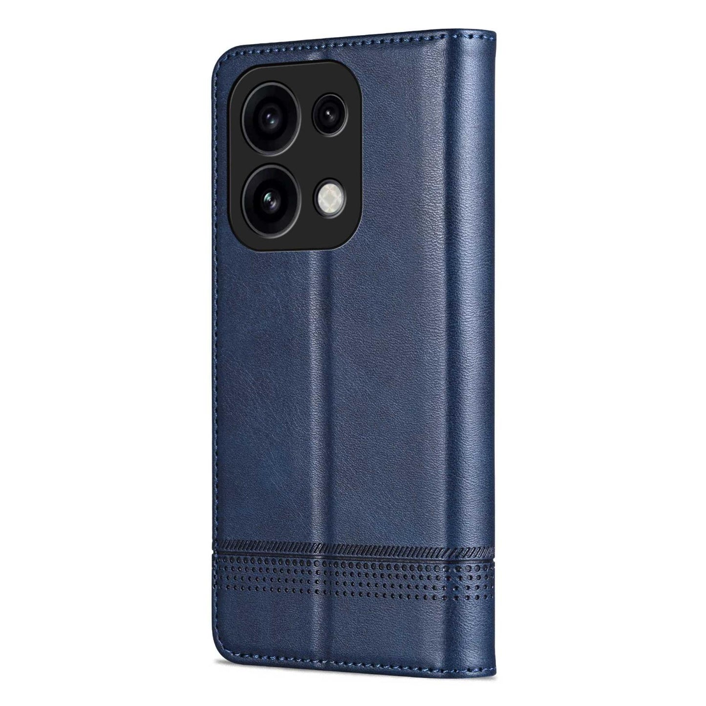 For OPPO Reno16 Pro 5G Global AZNS Magnetic Calf Texture Flip Leather Phone Case(Dark Blue)