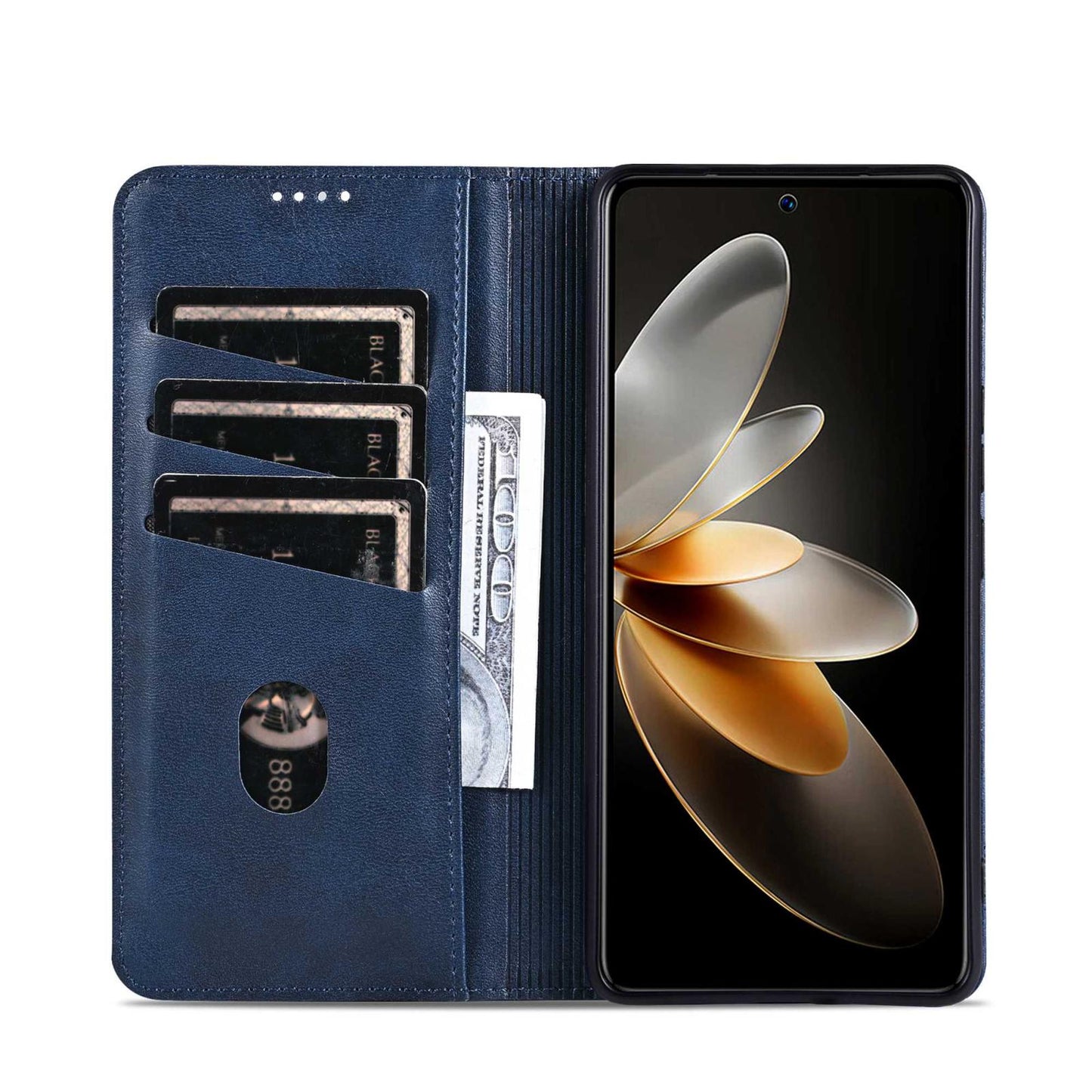 For OPPO Reno16 Pro 5G Global AZNS Magnetic Calf Texture Flip Leather Phone Case(Dark Blue)