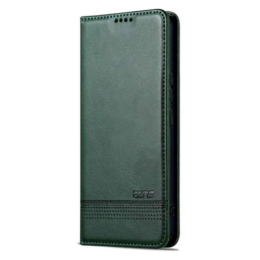 For OPPO Reno16 Pro 5G Global AZNS Magnetic Calf Texture Flip Leather Phone Case(Dark Green)