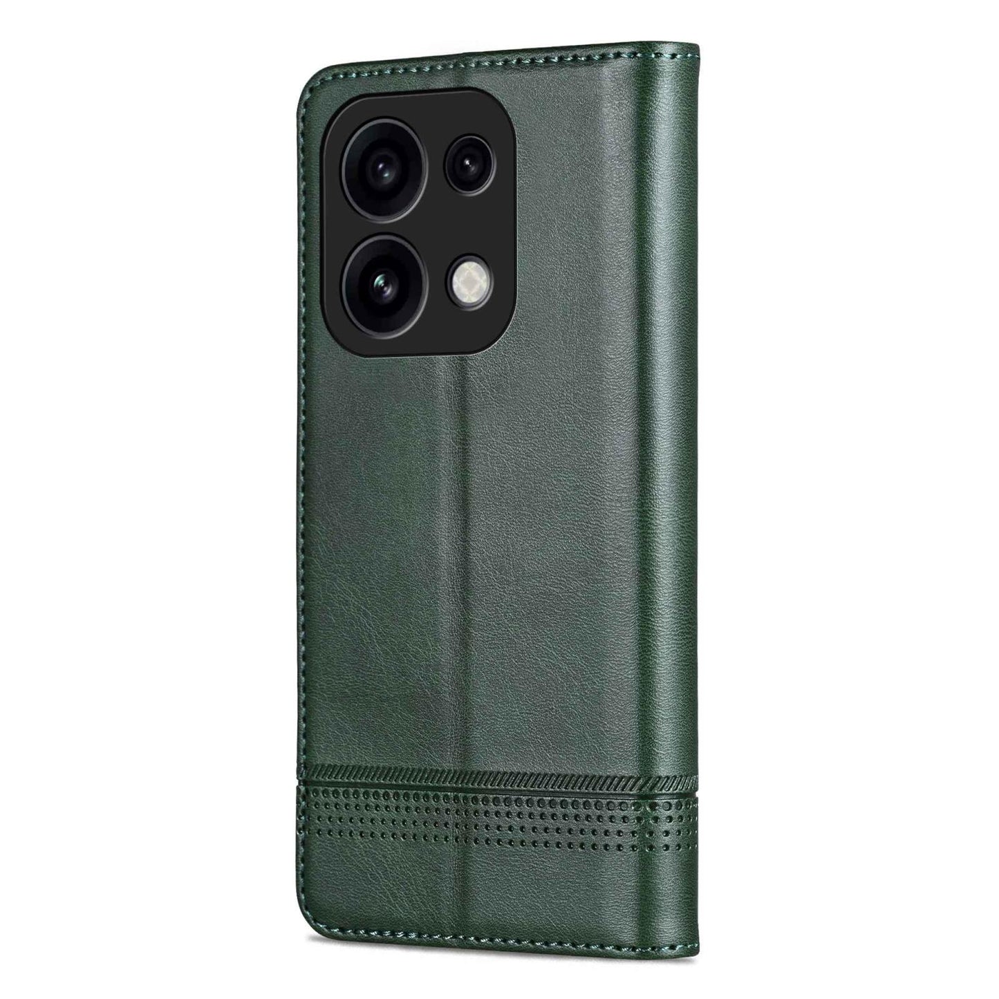 For OPPO Reno16 Pro 5G Global AZNS Magnetic Calf Texture Flip Leather Phone Case(Dark Green)