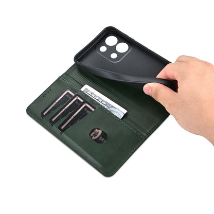 For OPPO Reno16 Pro 5G Global AZNS Magnetic Calf Texture Flip Leather Phone Case(Dark Green)