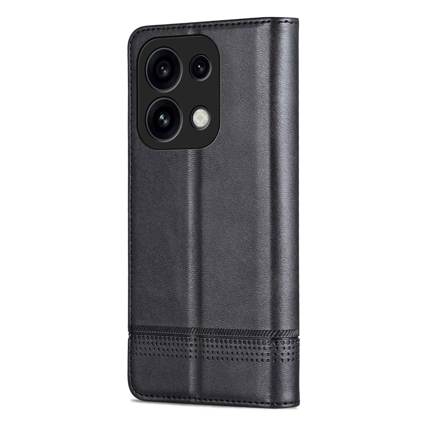For OPPO Reno16 Pro 5G Global AZNS Magnetic Calf Texture Flip Leather Phone Case(Black)
