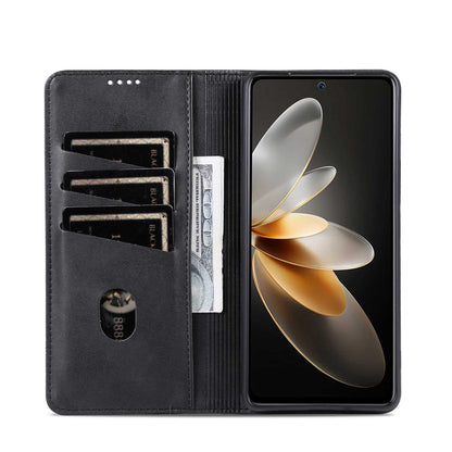 For OPPO Reno16 Pro 5G Global AZNS Magnetic Calf Texture Flip Leather Phone Case(Black)