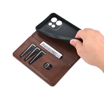 For OPPO Reno16 5G Global AZNS Magnetic Calf Texture Flip Leather Phone Case(Dark Brown)