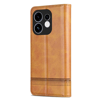 For OPPO Reno16 5G Global AZNS Magnetic Calf Texture Flip Leather Phone Case(Light Brown)
