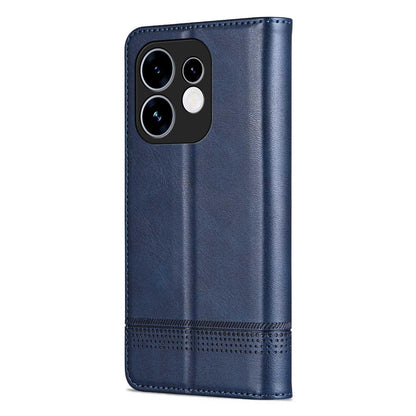 For OPPO Reno16 5G Global AZNS Magnetic Calf Texture Flip Leather Phone Case(Dark Blue)