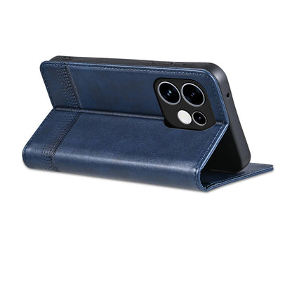 For OPPO Reno16 5G Global AZNS Magnetic Calf Texture Flip Leather Phone Case(Dark Blue)