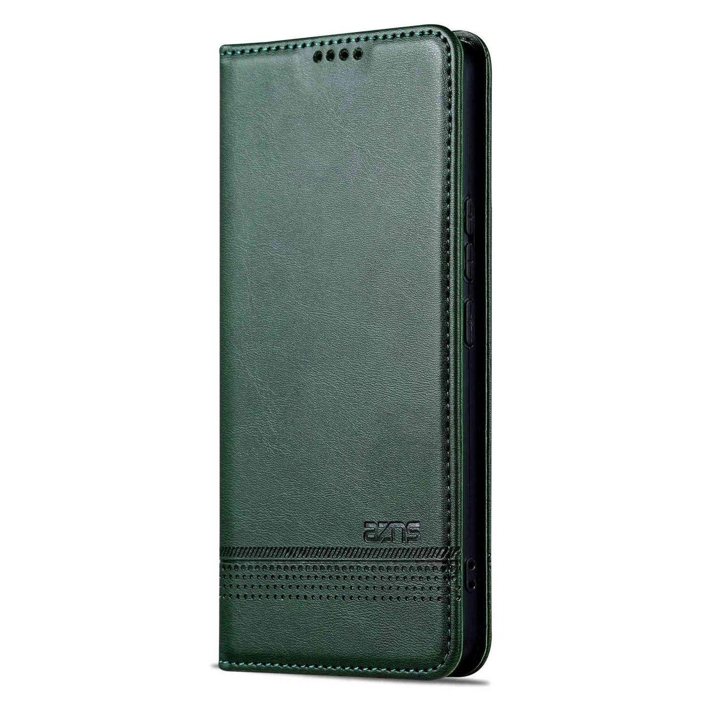 For OPPO Reno16 5G Global AZNS Magnetic Calf Texture Flip Leather Phone Case(Dark Green)
