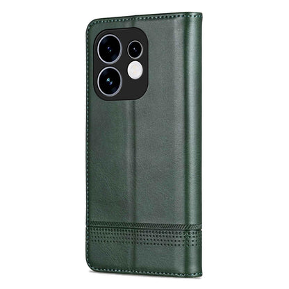 For OPPO Reno16 5G Global AZNS Magnetic Calf Texture Flip Leather Phone Case(Dark Green)