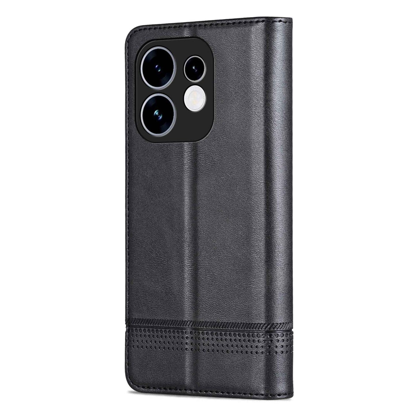 For OPPO Reno16 5G Global AZNS Magnetic Calf Texture Flip Leather Phone Case(Black)