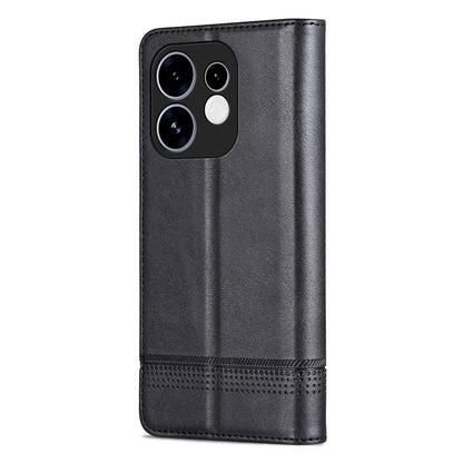 For OPPO Reno16 5G Global AZNS Magnetic Calf Texture Flip Leather Phone Case(Black)