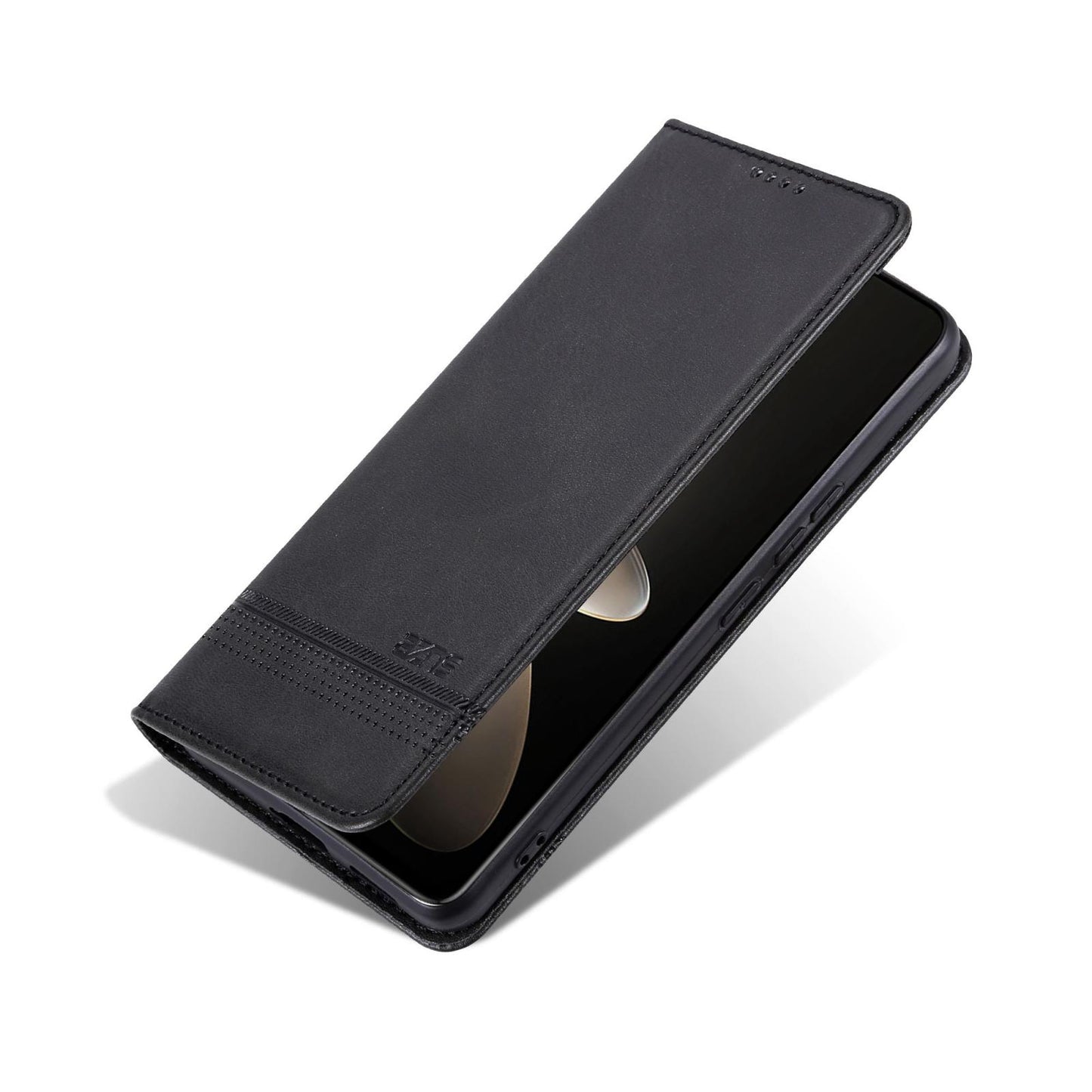 For OPPO Reno16 5G Global AZNS Magnetic Calf Texture Flip Leather Phone Case(Black)