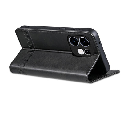 For OPPO Reno16 5G Global AZNS Magnetic Calf Texture Flip Leather Phone Case(Black)