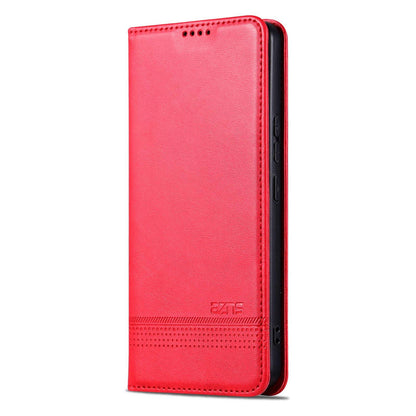 For OPPO Reno16 5G Global AZNS Magnetic Calf Texture Flip Leather Phone Case(Red)
