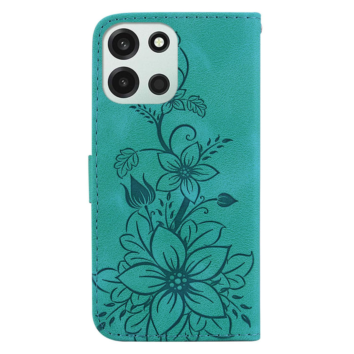 For OnePlus Nord 6 5G / Turbo 6 / Turbo 6V Lily Embossed Leather Phone Case - Green - EDA005239720A