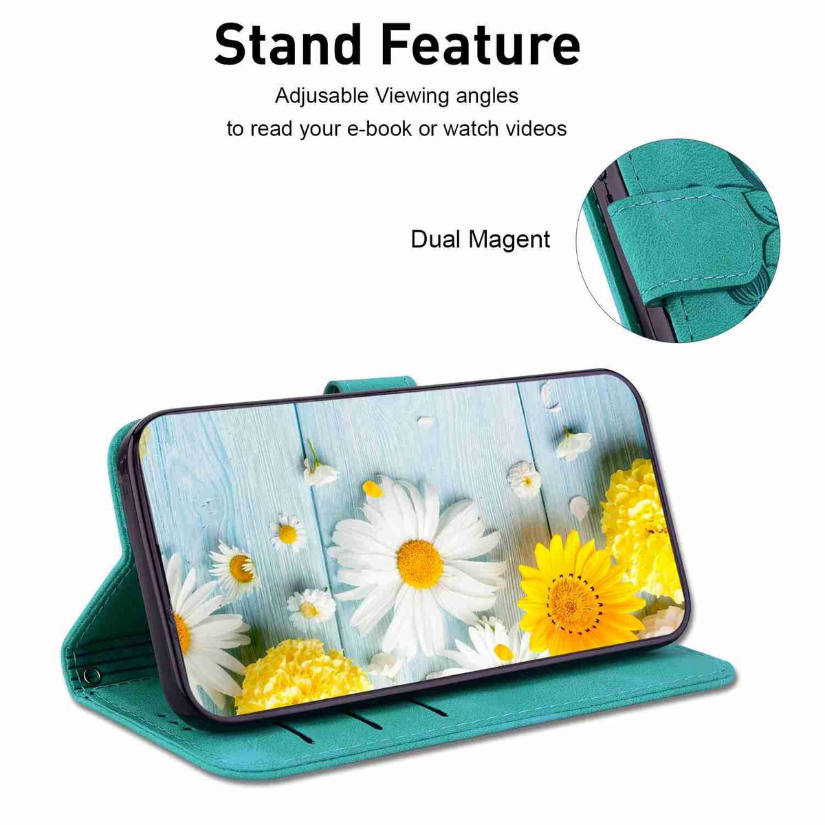 For OnePlus Nord 6 5G / Turbo 6 / Turbo 6V Lily Embossed Leather Phone Case - Green - EDA005239720A