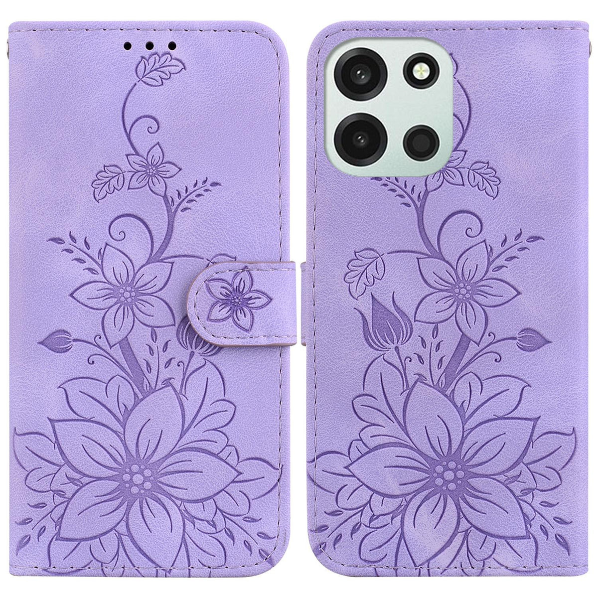 For OnePlus Nord 6 5G / Turbo 6 / Turbo 6V Lily Embossed Leather Phone Case - Purple - EDA005239720B