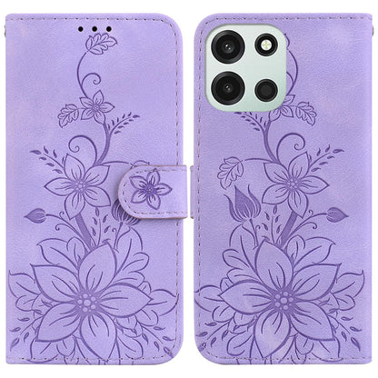 For OnePlus Nord 6 5G / Turbo 6 / Turbo 6V Lily Embossed Leather Phone Case - Purple - EDA005239720B