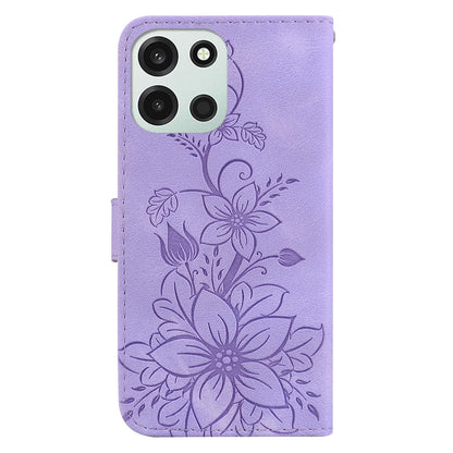 For OnePlus Nord 6 5G / Turbo 6 / Turbo 6V Lily Embossed Leather Phone Case - Purple - EDA005239720B