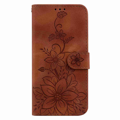 For OnePlus Nord 6 5G / Turbo 6 / Turbo 6V Lily Embossed Leather Phone Case - Brown - EDA005239720C