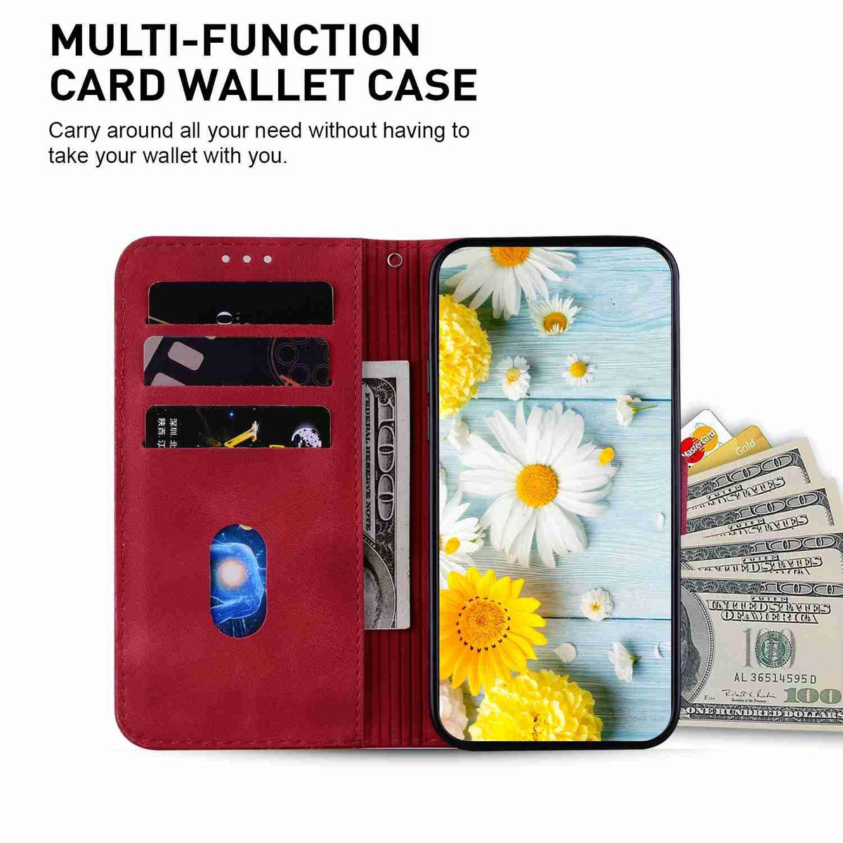 For OnePlus Nord 6 5G / Turbo 6 / Turbo 6V Lily Embossed Leather Phone Case - Red - EDA005239720E