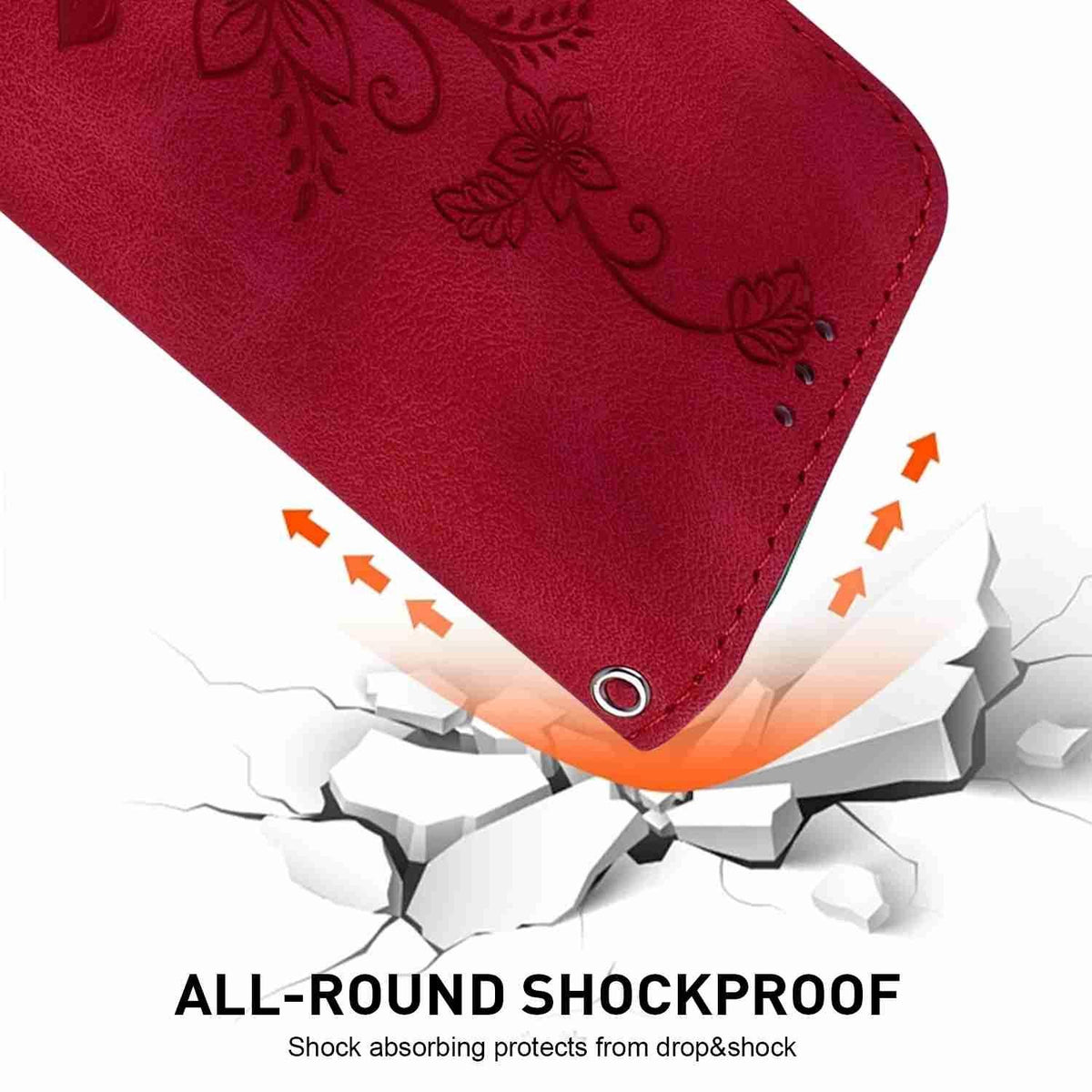 For OnePlus Nord 6 5G / Turbo 6 / Turbo 6V Lily Embossed Leather Phone Case - Red - EDA005239720E