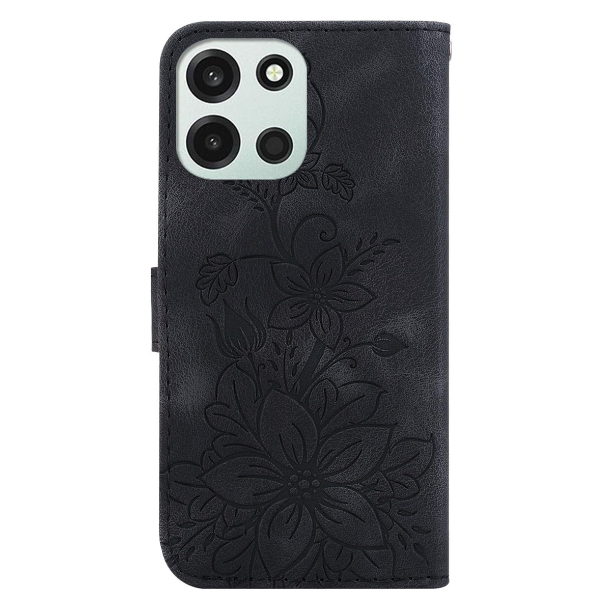For OnePlus Nord 6 5G / Turbo 6 / Turbo 6V Lily Embossed Leather Phone Case - Black - EDA005239720F