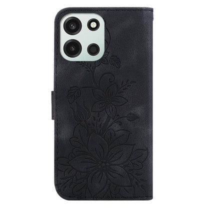For OnePlus Nord 6 5G / Turbo 6 / Turbo 6V Lily Embossed Leather Phone Case - Black - EDA005239720F