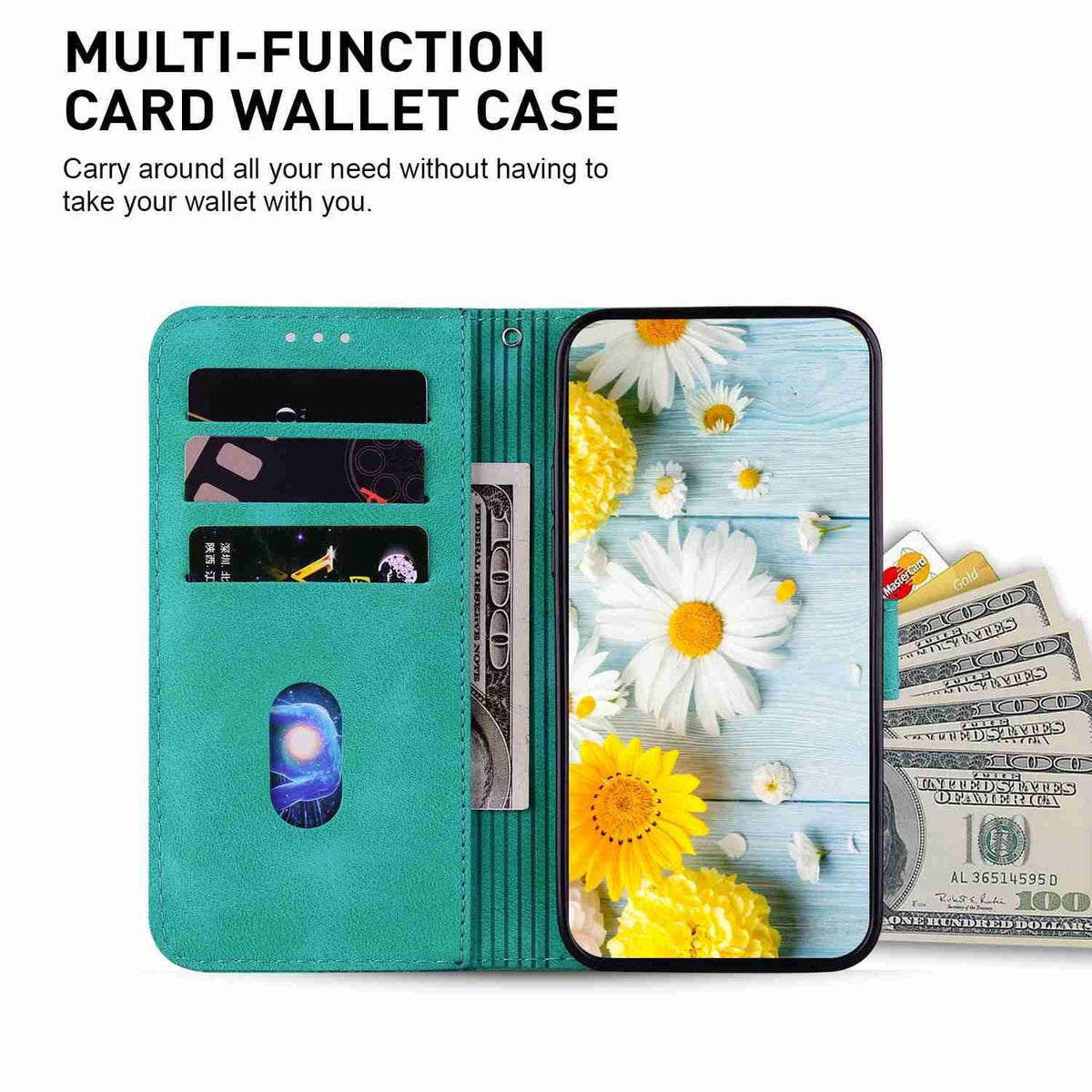 For OPPO A6c 4G Lily Embossed Leather Phone Case - Green - EDA005255447A