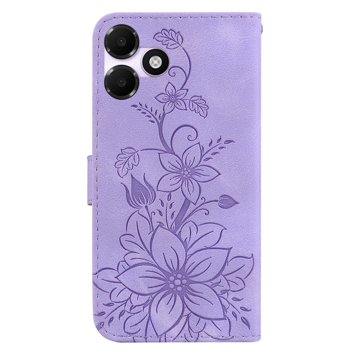 For OPPO A6c 4G Lily Embossed Leather Phone Case - Purple - EDA005255447B
