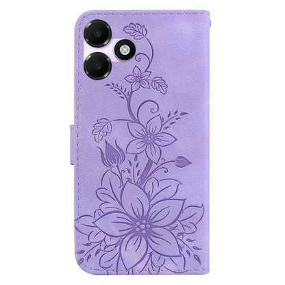 For OPPO A6c 4G Lily Embossed Leather Phone Case - Purple - EDA005255447B