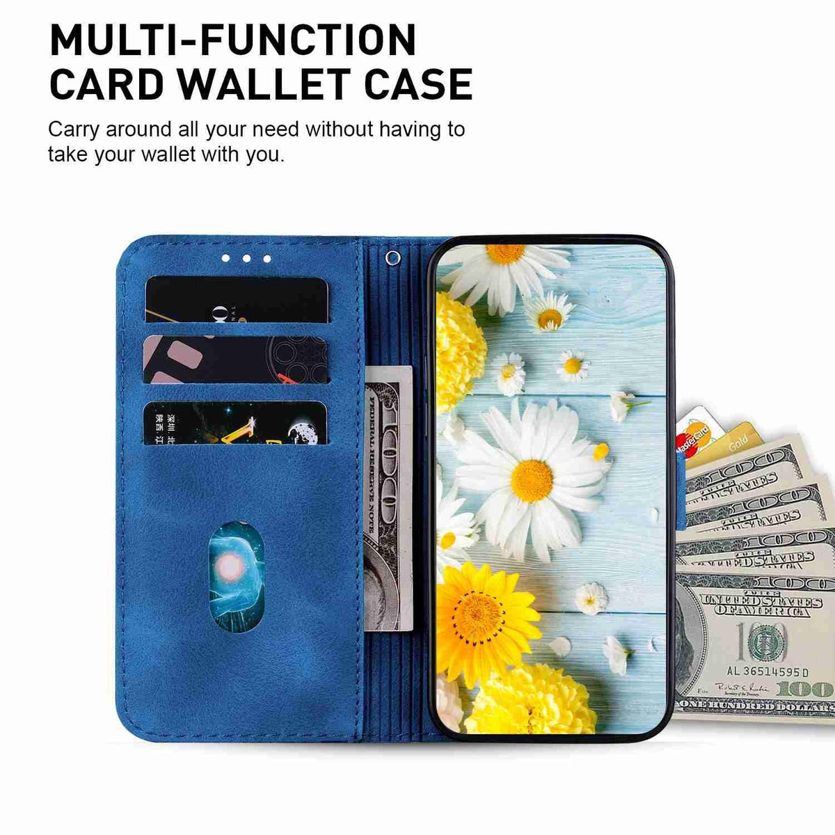 For OPPO A6c 4G Lily Embossed Leather Phone Case - Dark Blue - EDA005255447D