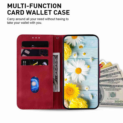 For OPPO A6c 4G Lily Embossed Leather Phone Case - Red - EDA005255447E
