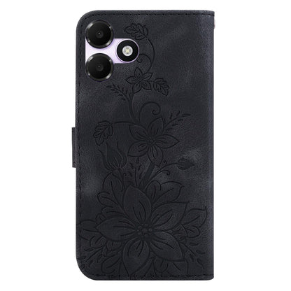 For OPPO A6c 4G Lily Embossed Leather Phone Case - Black - EDA005255447F