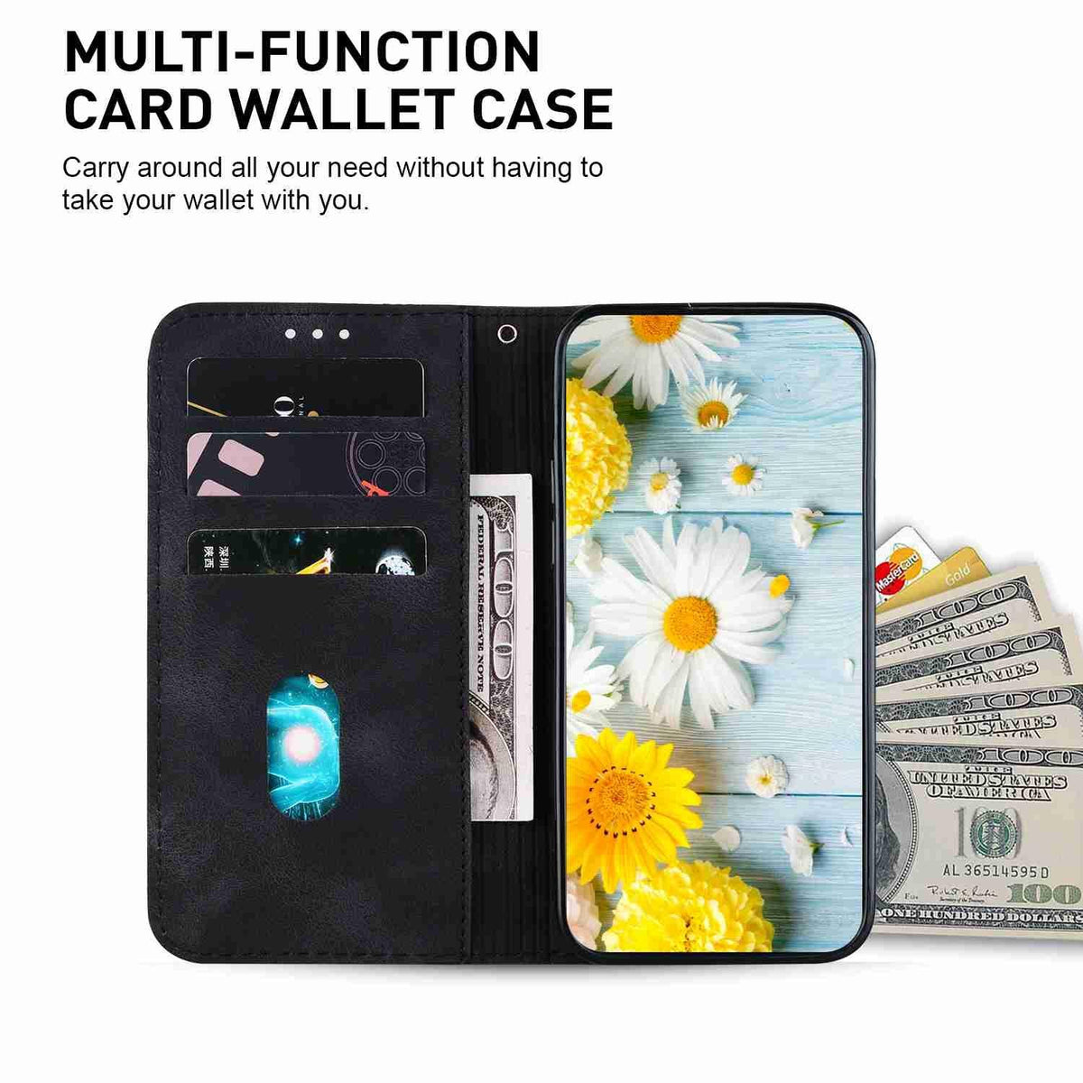 For OPPO A6c 4G Lily Embossed Leather Phone Case - Black - EDA005255447F