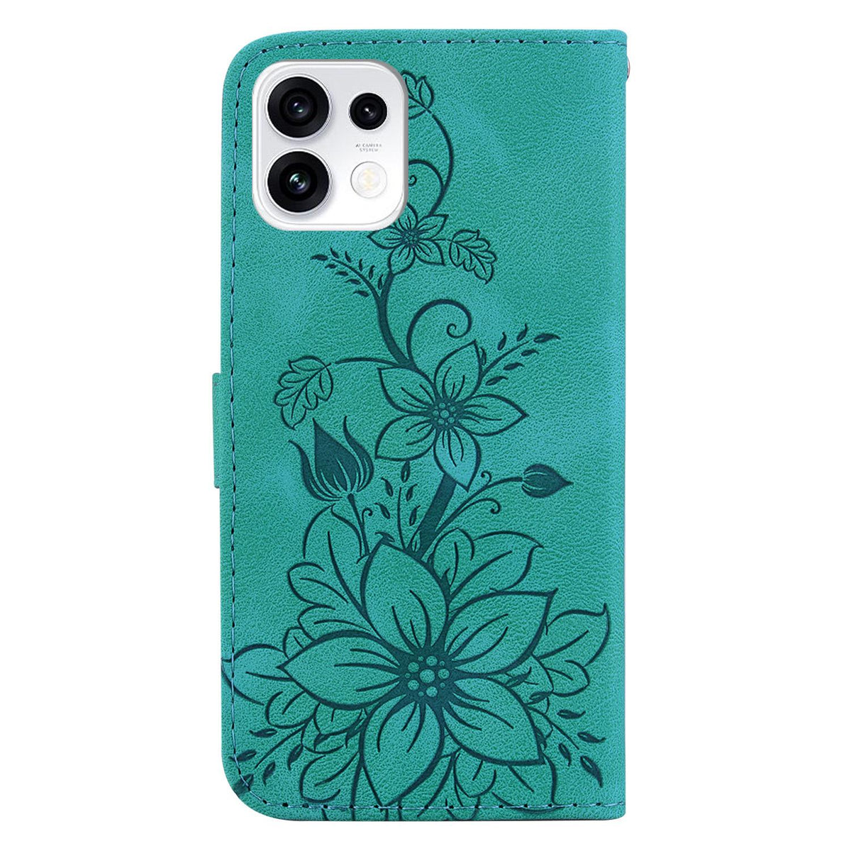 For OPPO Reno16 5G / Reno16 Pro 5G Global Lily Embossed Leather Phone Case - Green - EDA005255448A
