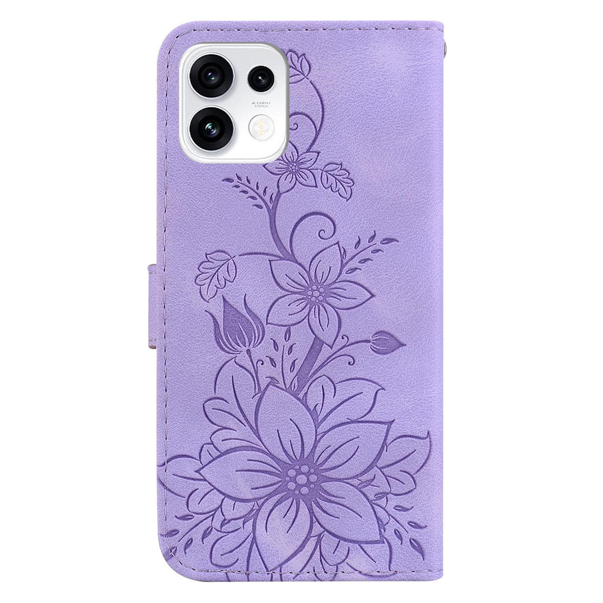 For OPPO Reno16 5G / Reno16 Pro 5G Global Lily Embossed Leather Phone Case - Purple - EDA005255448B