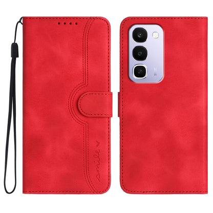 For Realme C100 4G Heart Pattern Skin Feel Leather Phone Case - Red - EDA005258944A