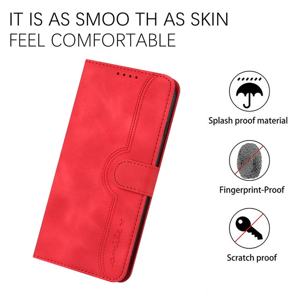 For Realme C100 4G Heart Pattern Skin Feel Leather Phone Case - Red - EDA005258944A