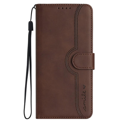For Realme C100 4G Heart Pattern Skin Feel Leather Phone Case - Brown - EDA005258944B