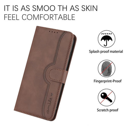 For Realme C100 4G Heart Pattern Skin Feel Leather Phone Case - Brown - EDA005258944B