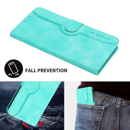 For Realme C100 4G Heart Pattern Skin Feel Leather Phone Case - Light Blue - EDA005258944C