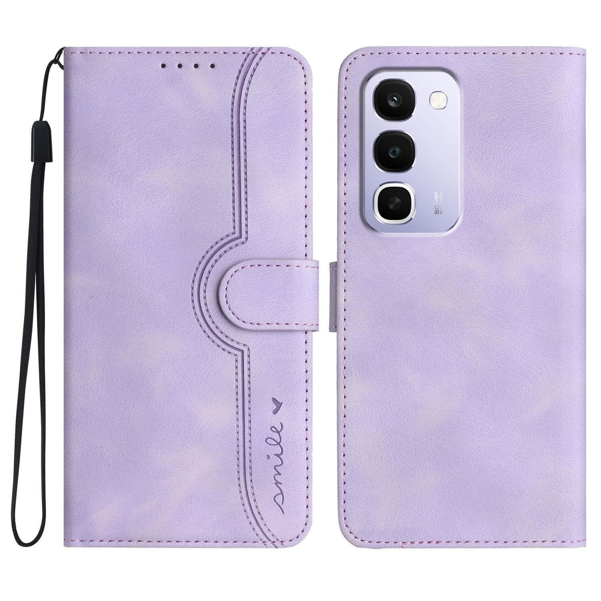 For Realme C100 4G Heart Pattern Skin Feel Leather Phone Case - Purple - EDA005258944E