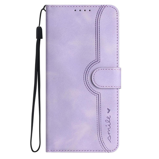 For Realme C100 4G Heart Pattern Skin Feel Leather Phone Case - Purple - EDA005258944E