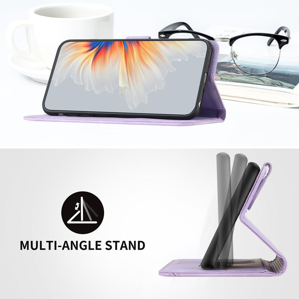 For Realme C100 4G Heart Pattern Skin Feel Leather Phone Case - Purple - EDA005258944E