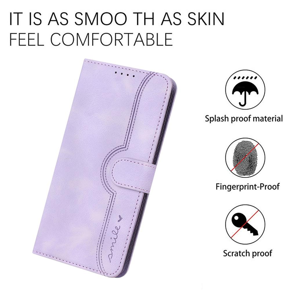For Realme C100 4G Heart Pattern Skin Feel Leather Phone Case - Purple - EDA005258944E