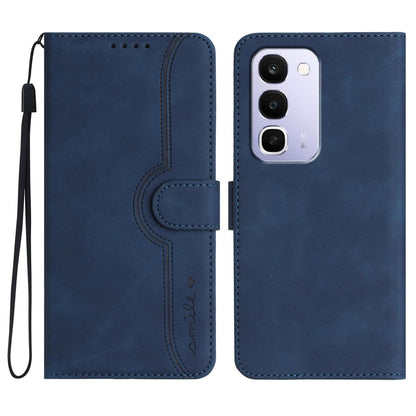For Realme C100 4G Heart Pattern Skin Feel Leather Phone Case - Royal Blue - EDA005258944F