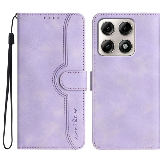 For Motorola Edge 70 Pro 5G Heart Pattern Skin Feel Leather Phone Case - Purple - EDA005259046E
